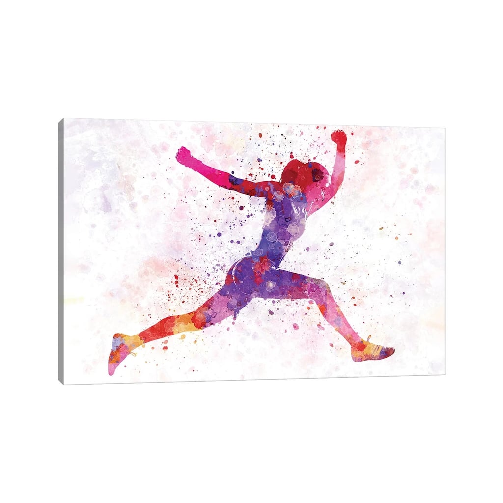 iCanvas "Woman Runner Running Jumping Shouting" by Paul Rommer Canvas Print