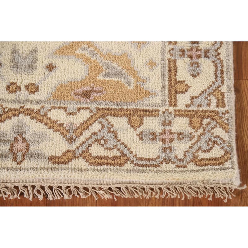 Floral Oushak Style Runner Rug Hand-knotted Wool Carpet - 2'6"x 9'10"