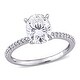preview thumbnail 2 of 7, Miadora 2ct DEW Oval-cut Moissanite and 1/10ct TDW Diamond Engagement Ring in 14k White Gold