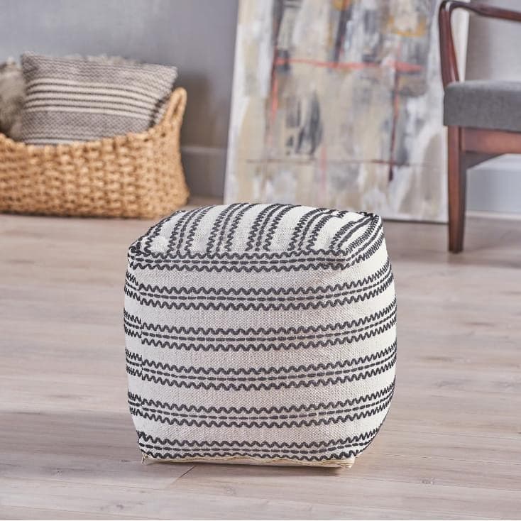 Modern Design Fabric Pouf,Filled with Polystyrene Beads Ottoman,Softness And Comfort - Multi