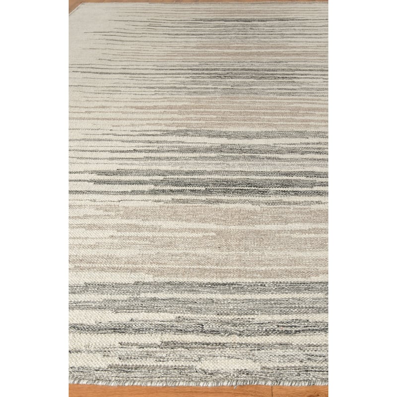 EXQUISITE RUGS Scandinavian Hand-loomed New Zealand Wool Ivory/Blue/Grey Area Rug.