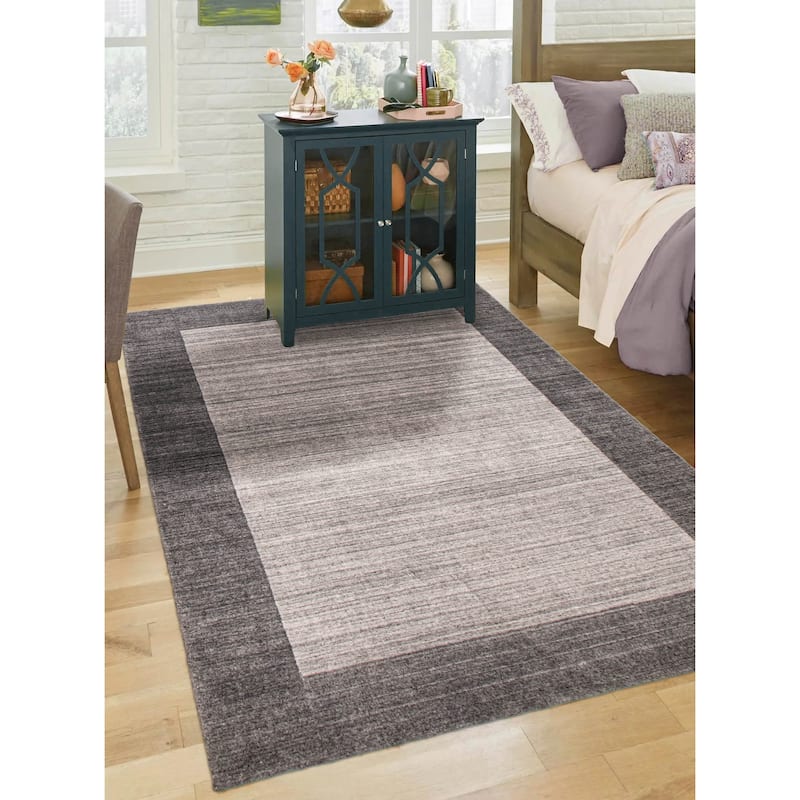 ECARPETGALLERY Hand Loomed Kashkuli Gabbeh Light Grey Wool Rug - 5'7 x 7'8