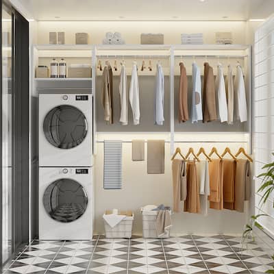 Cimly 94.4'' Set of 3 Wide Floating Closet System, Heavy-duty Closet Organizer with 5 Hanging Rods