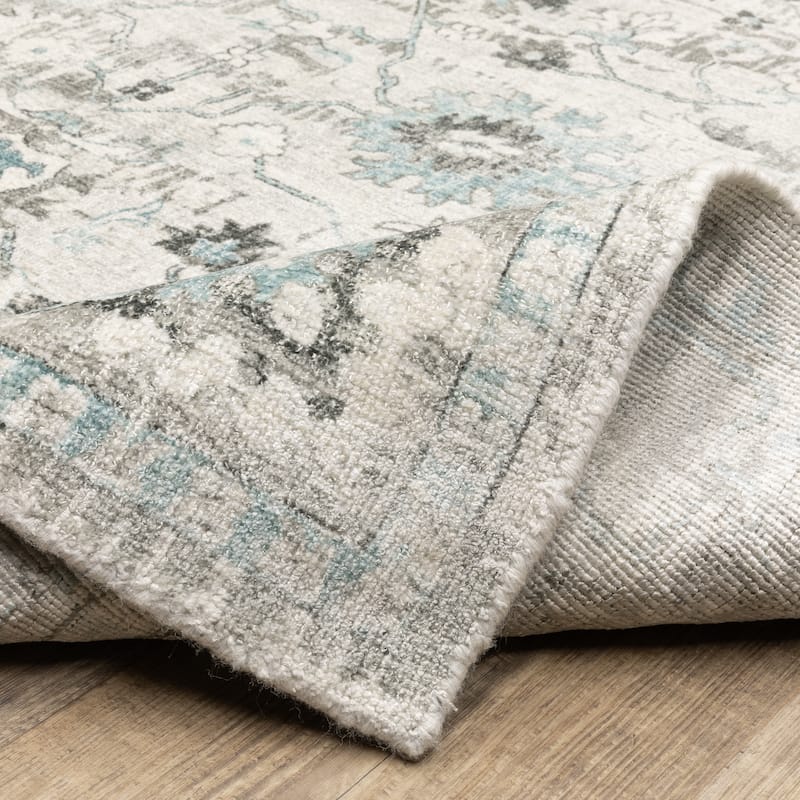 Style Haven Willett Oriental Ivory/ Teal Blue Area Rug