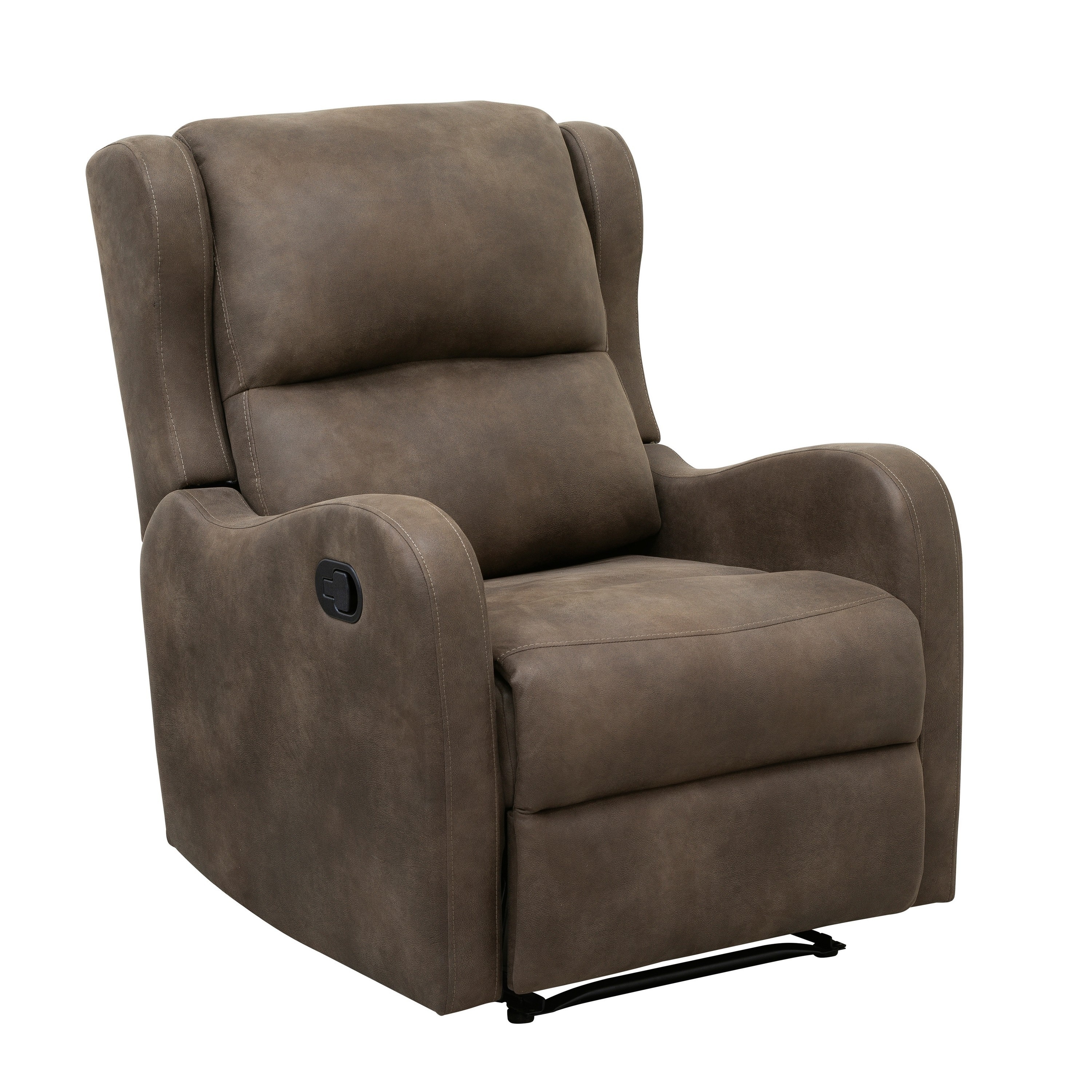 Benjara Kim 38 Inch Manual Recliner Chair, Cushioned Brown Microfiber, Solid Wood