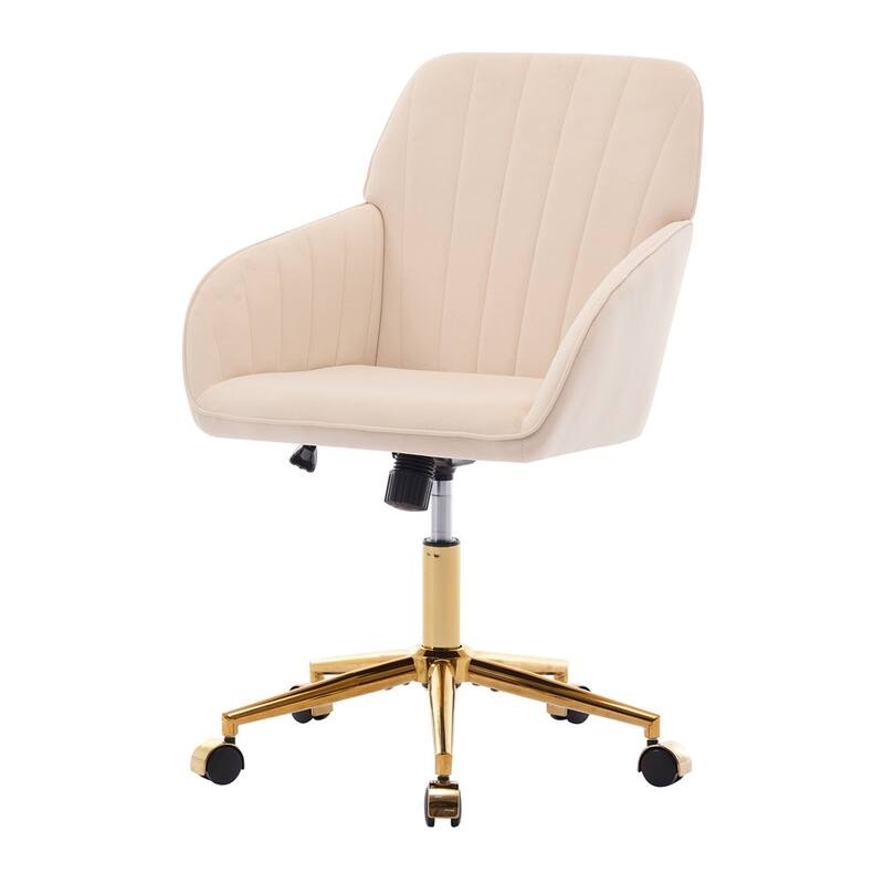 Velvet Adjustable Home Office Swivel Leisure Desk Chair with Gold Base