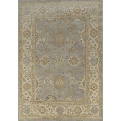 Oushak Indian Area Rug Handmade Transitional Blue Wool Carpet - 7'11" x 9'9"