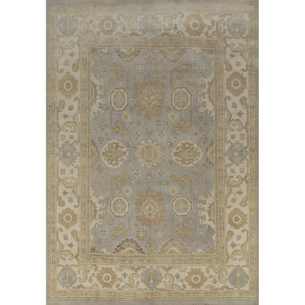 Oushak Indian Area Rug Handmade Transitional Blue Wool Carpet - 7'11" x 9'9"