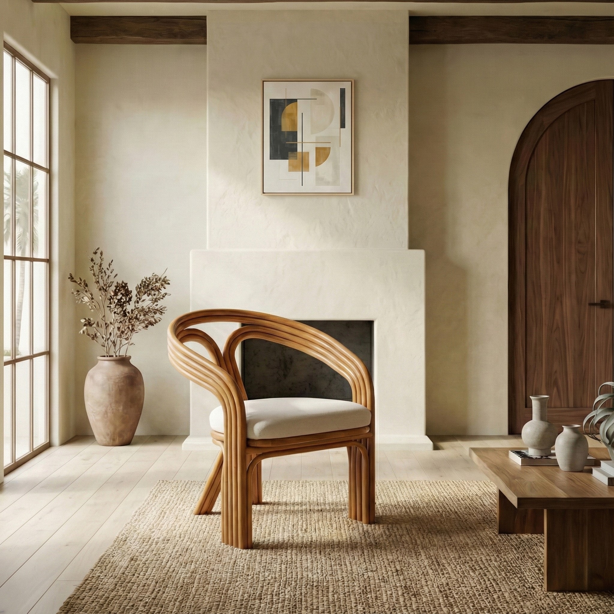 SAFAVIEH Couture Jennabrook Rattan Pole Accent Chair, Fully Assembled - 26"W x 26"D x 34"H
