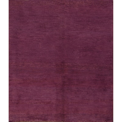 Purple Gabbeh Modern Rug Hand-Knotted Wool Carpet - 3'4" x 3'7"