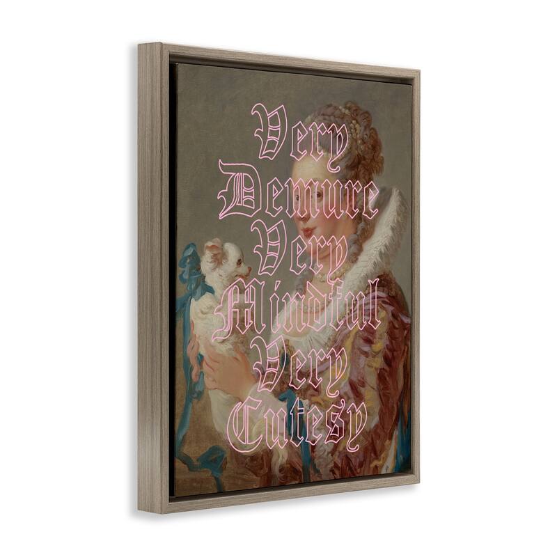 Stupell Trendy Demure & Mindful Classic Framed Floater Canvas Wall Art Design By Lil' Rue
