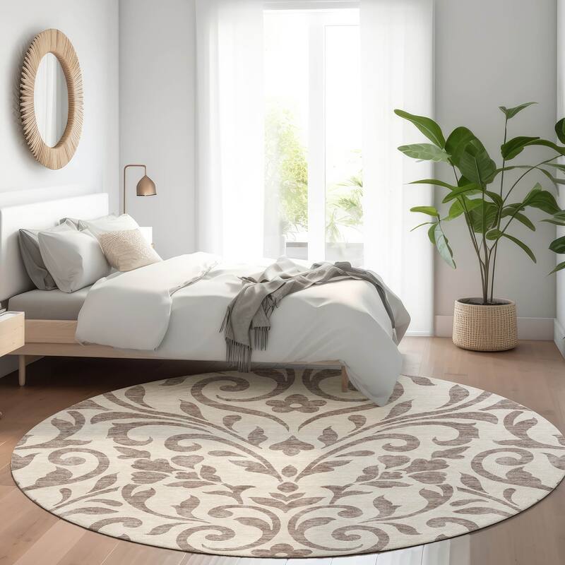 Premium Washable Super Soft Floral Chic Mayfield Rug - Taupe - 8' x 8'