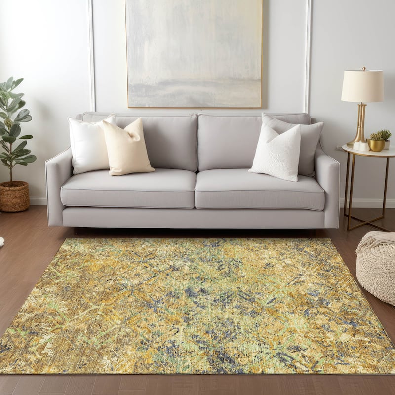 Machine Washable Indoor/ Outdoor Chantille Distressed Diamonds Rug