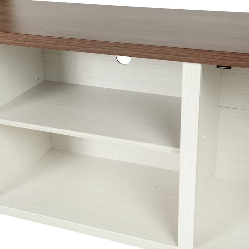 59" Modern Farmhouse Media Console with Barn Doors & Adjustable Shelf