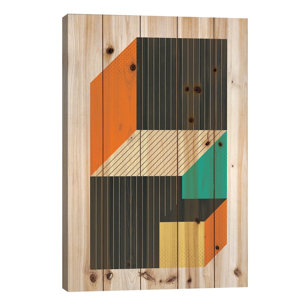 Cubes VI Print On Wood by Jazzberry Blue - Multi-Color