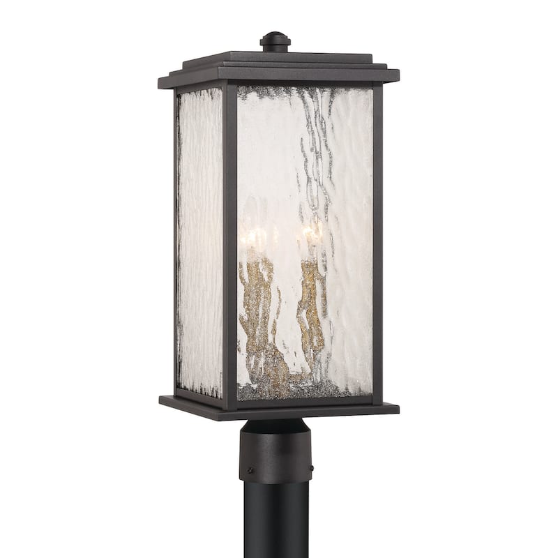 Artcraft Estate 3-Light Outdoor Post-Light - Black with Brass Accent