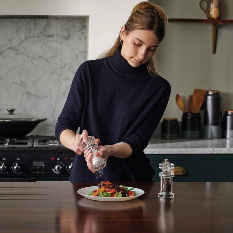 Cole & Mason 605 Salt & Pepper Mill Gift Set 5¾" - Clear Acrylic, Adjustable Grind, Durable Mechanisms