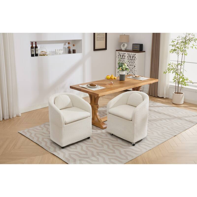 Modern 360° Rotating Fabric Kitchen Dining Chair with Back Cushion Universal Wheels for Dining Room Kitchen Living Room Bedroom