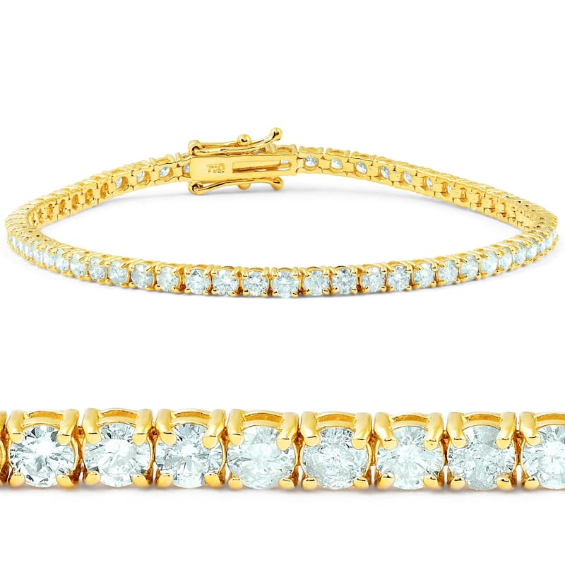 9 1/2 ct Diamond Tennis Bracelet Yellow Gold 7"