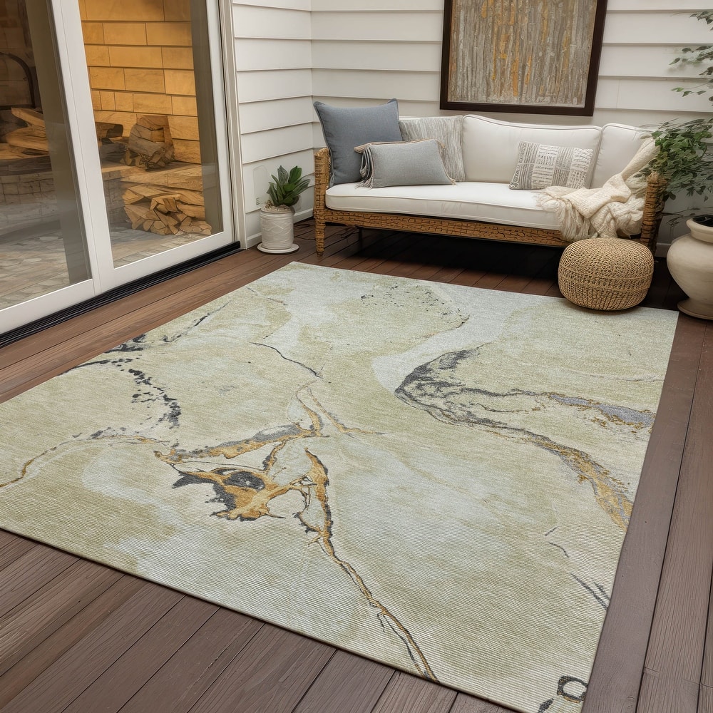 Machine Washable Indoor/ Outdoor Modern Abstract Chantille Rug