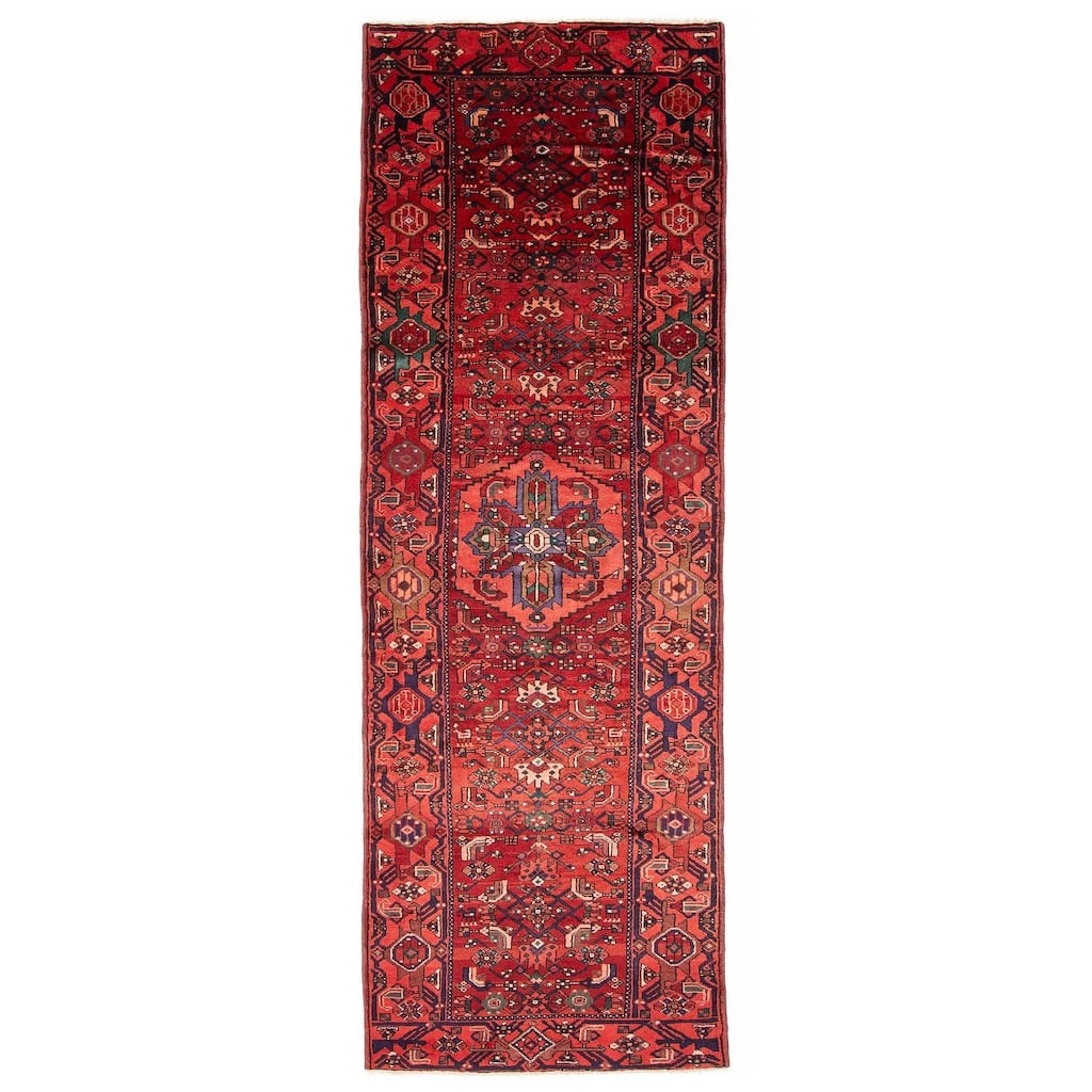ECARPETGALLERY Hand-knotted Andelz Red Wool Rug - 3'5 x 10'6