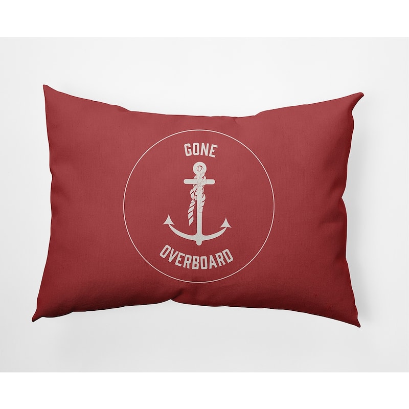 Gone Forever Overboard Nautical Decorative Indoor Pillow - Ligonberry Red - 14" x 20"