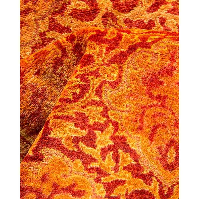 Overton Hand Knotted Wool Traditional Oriental Orange Runner