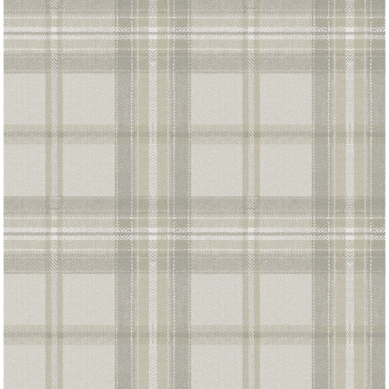Harry & Grace Herringbone Plaid Premium Matte Non-Woven Peel and Stick Wallpaper - 20.5 in W x 18 ft. L - Frosted Calcutta