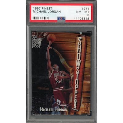 Michael Jordan 1997 Topps Finest Basketball Card #271 Graded PSA 8 - 8'6" x 11'6"