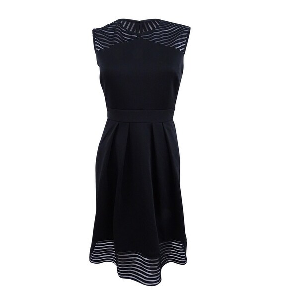 Sandra Darren Women's Petite Illusion Stripe Fit & Flare Dress. Opens flyout.