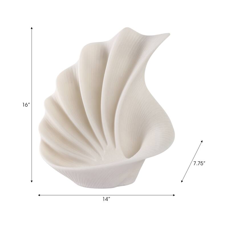 Resin Sculpture Modern Fan-Shaped Abstract Design - 16" White - 14" x 8" x 16"
