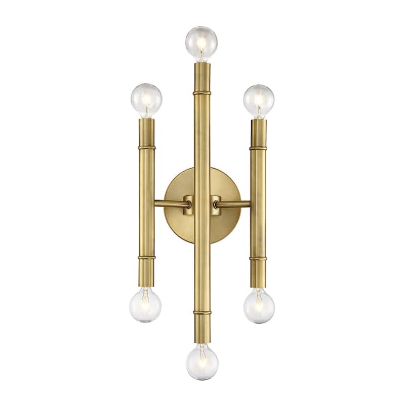 Meridian M90018 6 Light 17" Tall Wall Sconce - Natural Brass