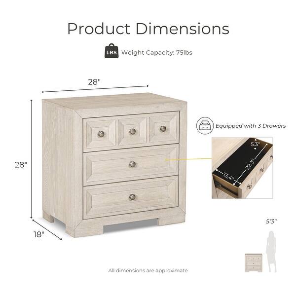 Furniture of America Durem Modern Classic Wood 2-Drawer Nightstand with ...