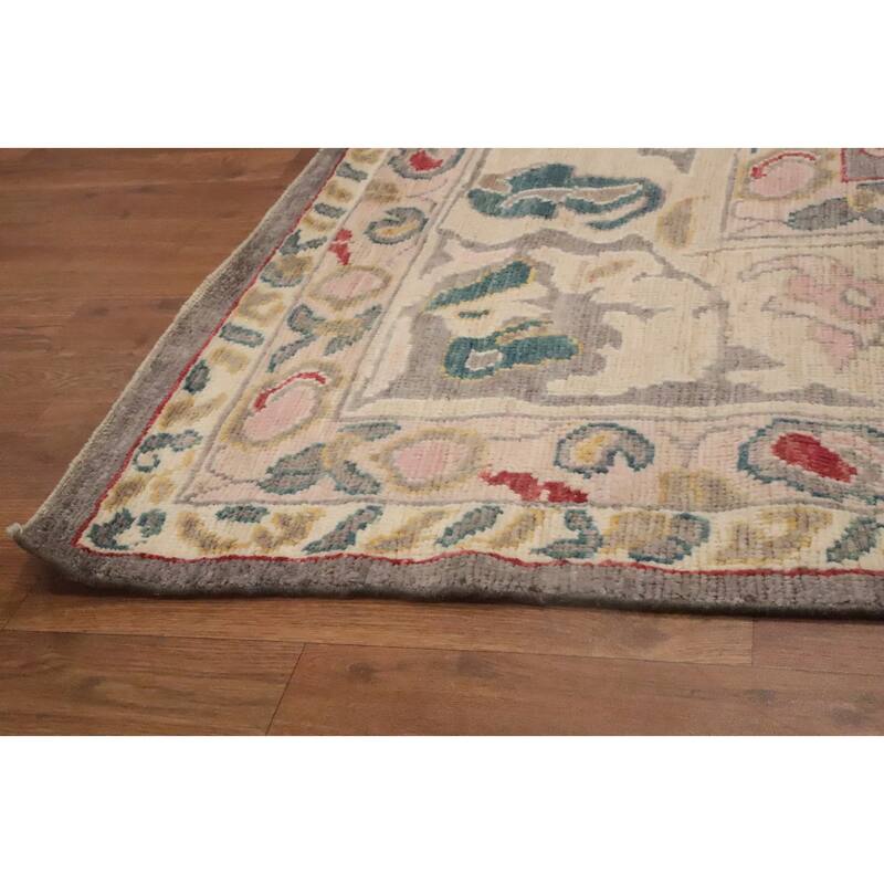 Hand Knotted Oriental 100% Wool Carpet Transitional All-Over Greys & Charcoal Oushak Area Rug - 13' 9'' X 10' 1''