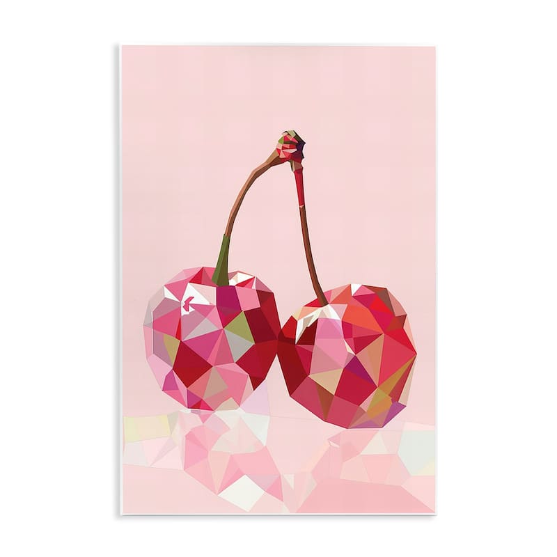 Stupell Pink Geometric Cherries Wall Plaque Art Design By LSR Design Studio - 10 x 15