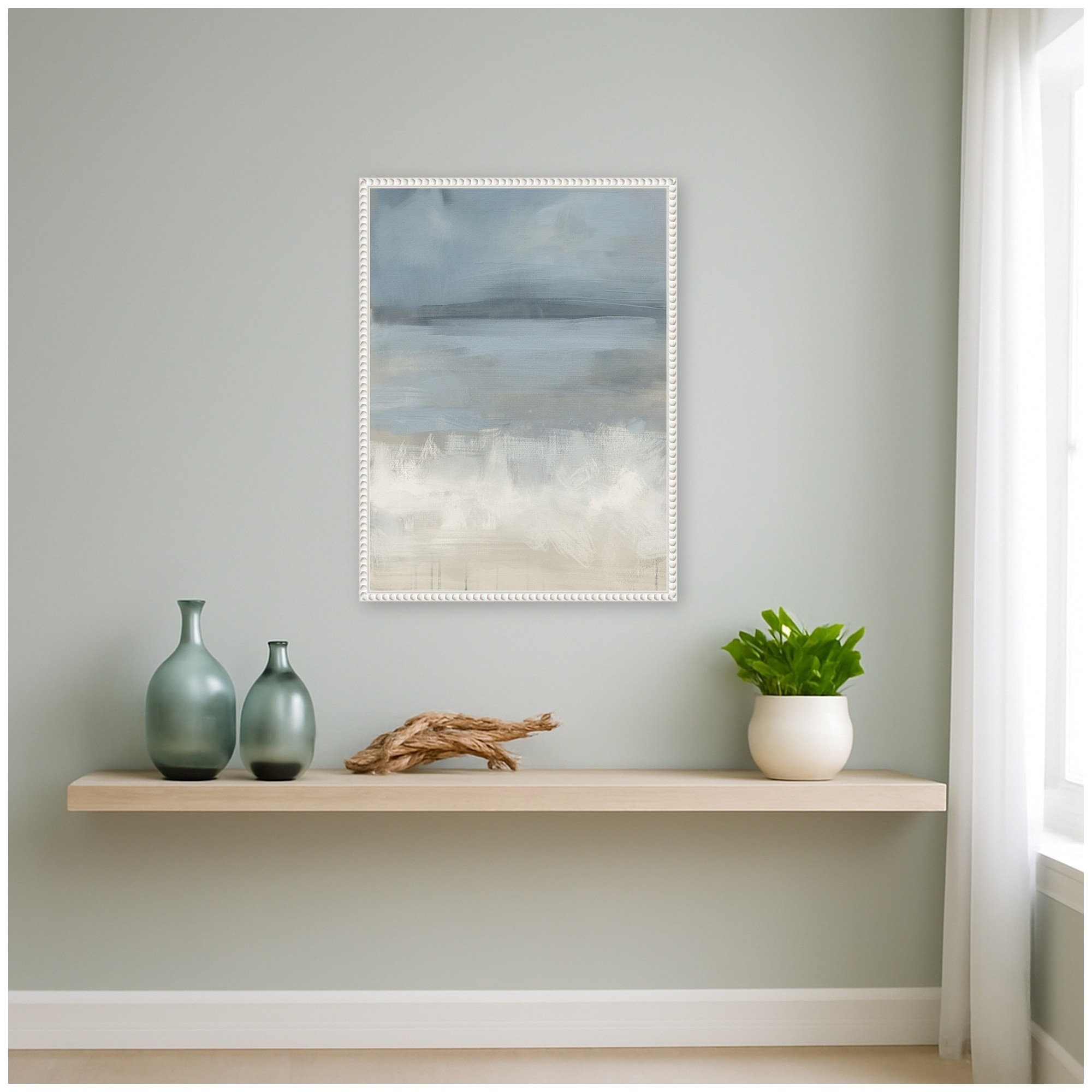 Kate and Laurel The Blues Vertical by Mary Sparrow Framed Canvas Wall Art Print