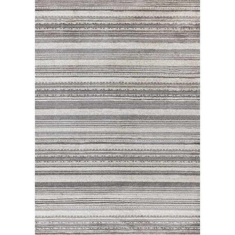 HomeRoots Striped Modern Rectangle Area Rug - 5' X 8'