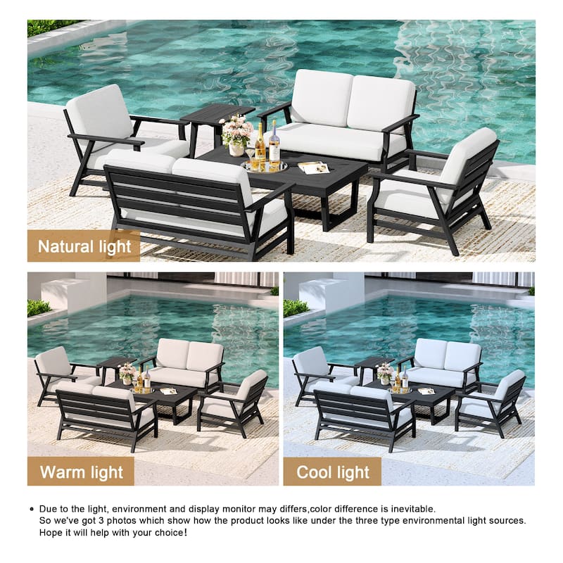 4-Piece Teak Outdoor Conversation Set With 2 Loveseats, Coffee Table & Side Table