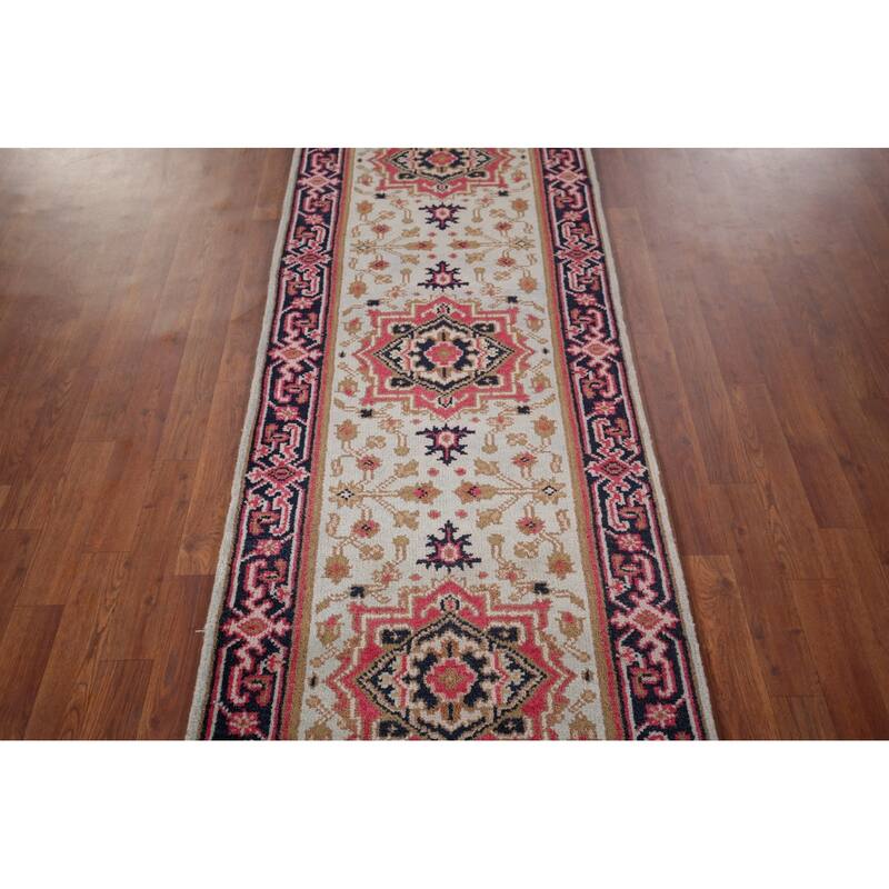 Kazak Indian Runner Rug Hand-Knotted Wool Carpet - 2'7"x 8'0"