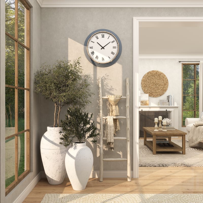 Metal Tall Distressed Pot Floor Vase - Set of 2 White - Roche River Decor