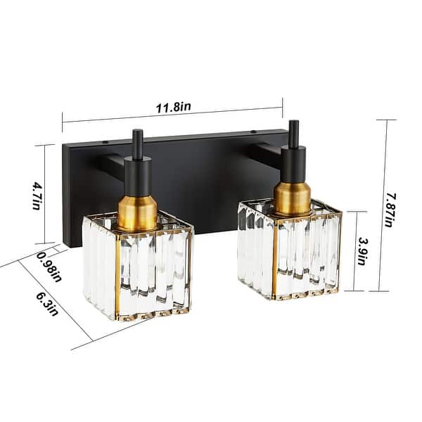 dimension image slide 18 of 23, 2/3/4-Light Modern Bathroom Crystal Vanity Light Wall Sconces