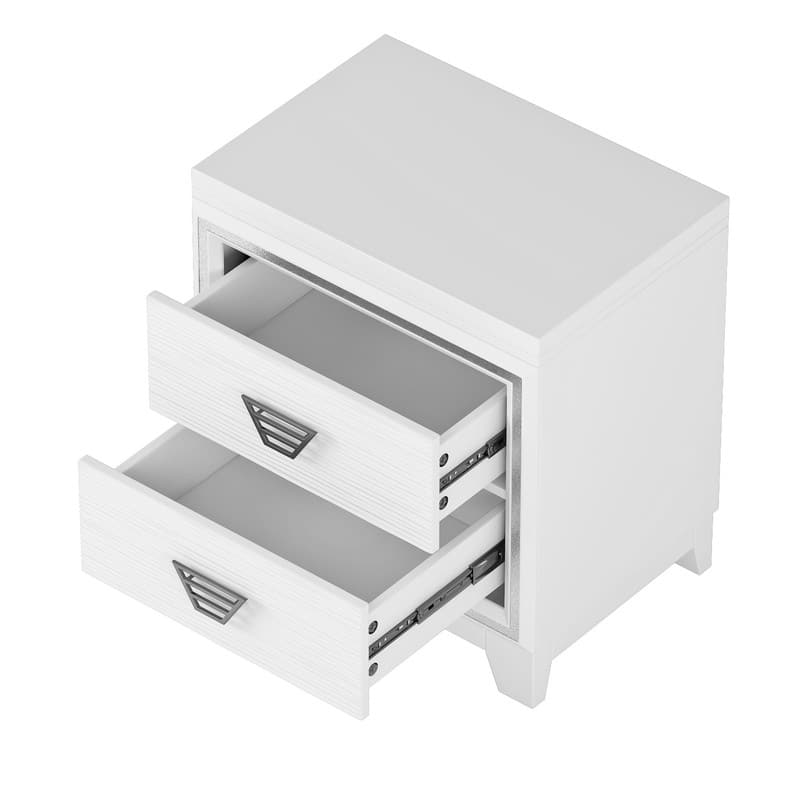 Elegant 2-Drawer Nightstand with Metal Handle and Sparkling Shiny Decoration, Modern Bedside Table End Table for Bedroom