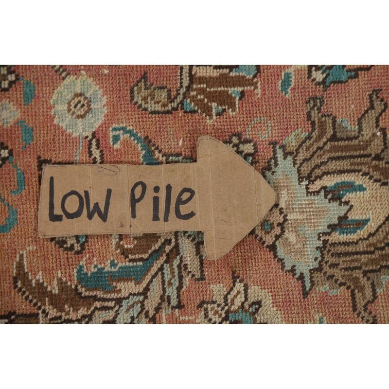 Hand Knotted Oriental 100% Wool Carpet Traditional Floral Pink Tabriz Area Rug - 12' 7'' X 9' 9''