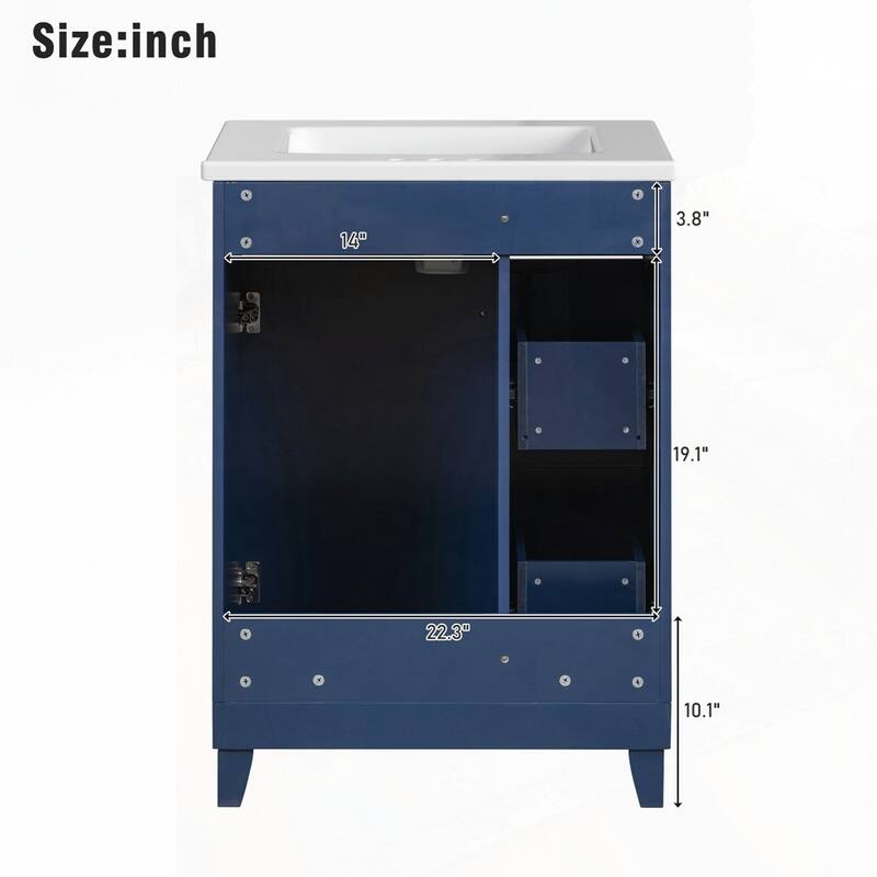 24-Inch Bathroom Vanity Cabinet with Ceramic Sink