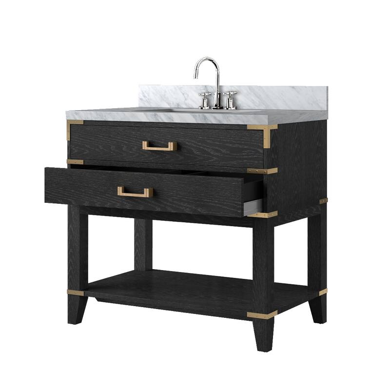 Norwalk Bath Vanity Carrara Marble Top, Sink and Faucet