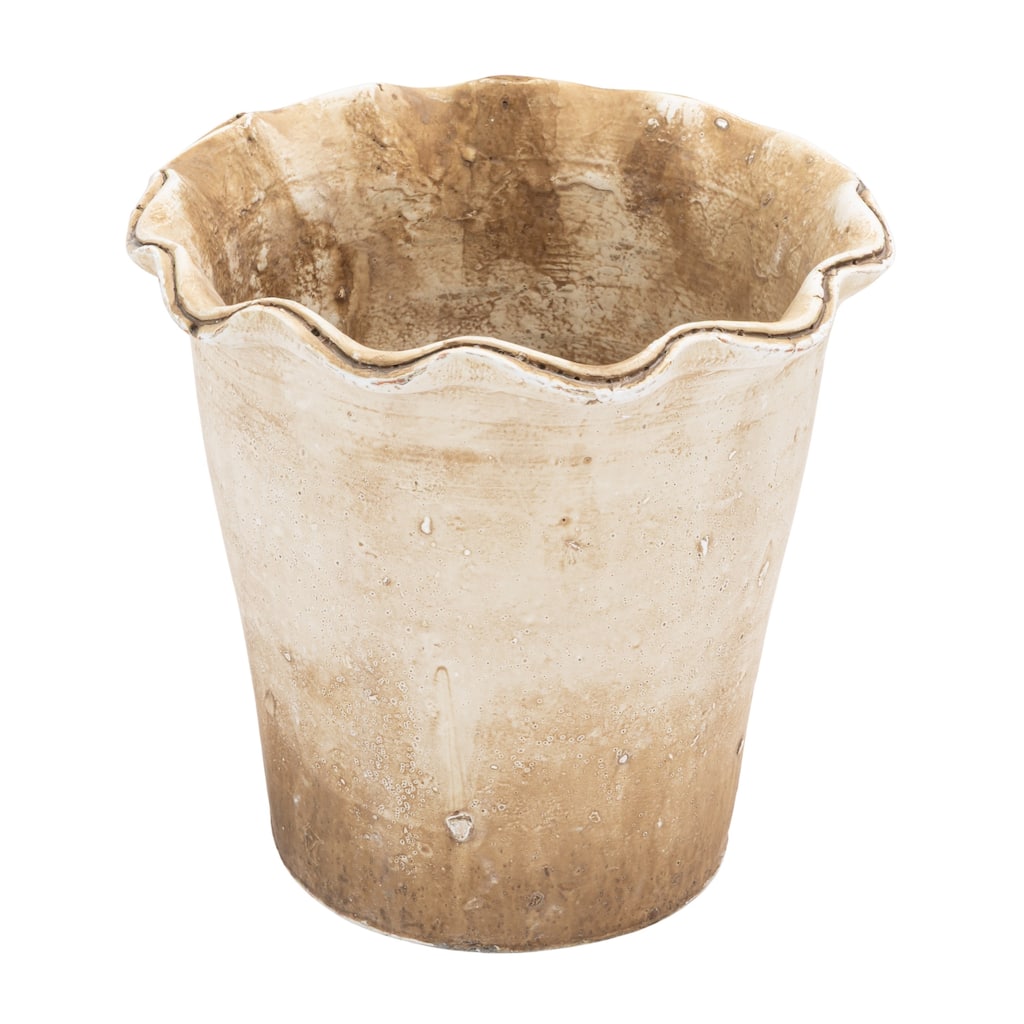 Terra-cotta Planter with Ruffled Edge - 6.88"L x 6.88"W x 6.88"H