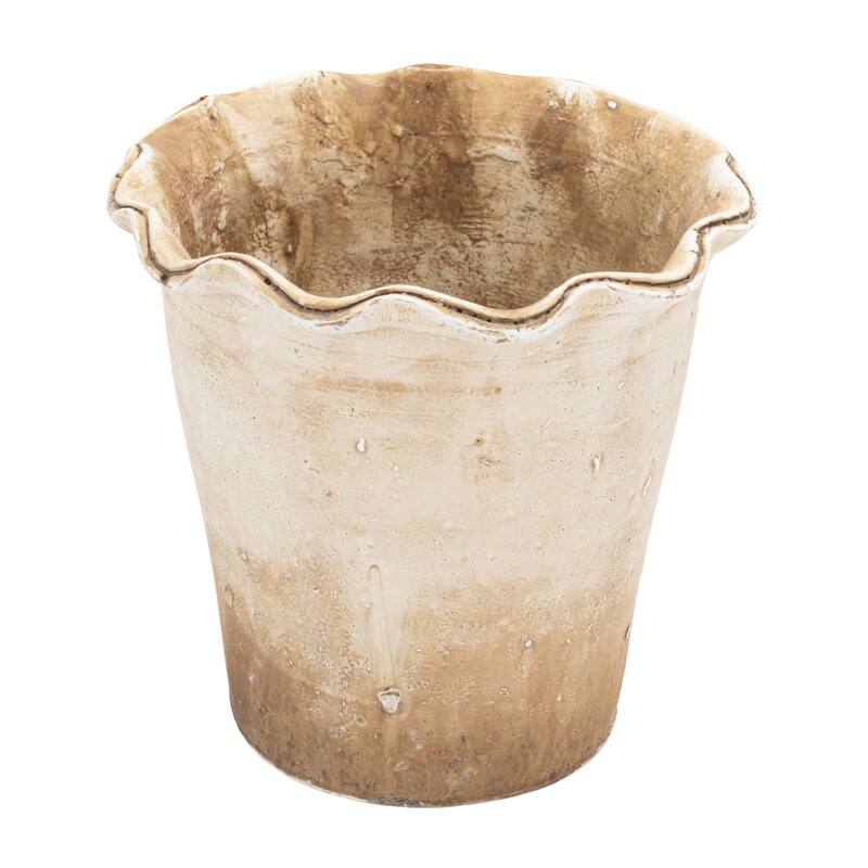 Terra-cotta Planter with Ruffled Edge - 6.88"L x 6.88"W x 6.88"H