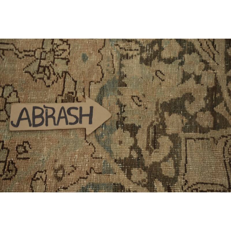 Hand Knotted Oriental 100% Wool Carpet Traditional Floral Brown Heriz Area Rug - 12' 1'' X 8' 5''
