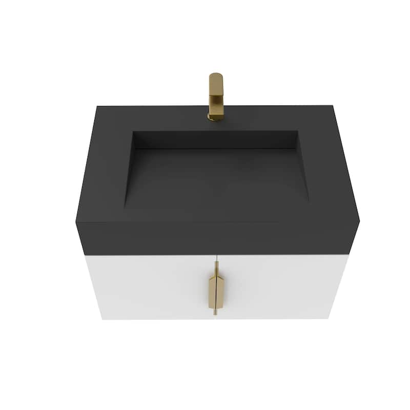 Nile 30-Inch Wall Mounted Bathroom Vanity Set w/ Black Top