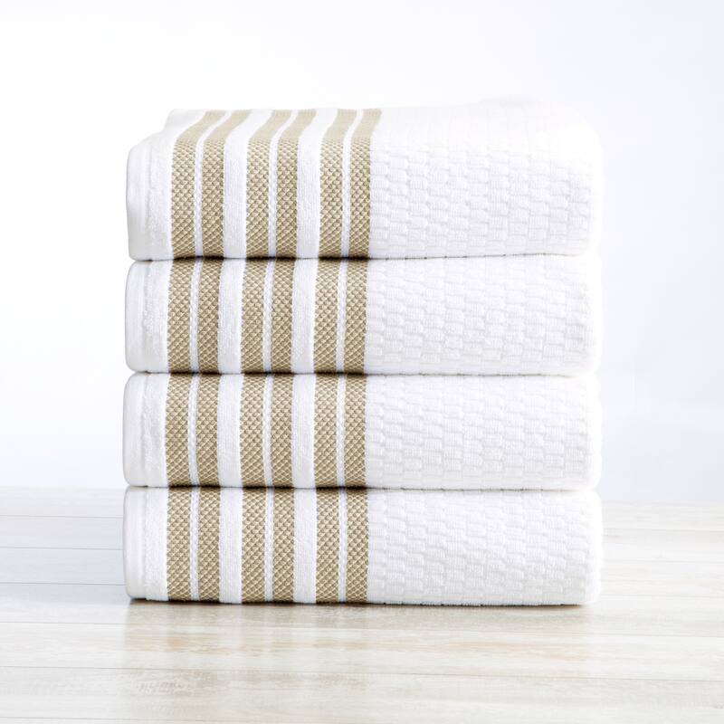 Luxurious Cotton Textured & Detailed Stripes Towel Set